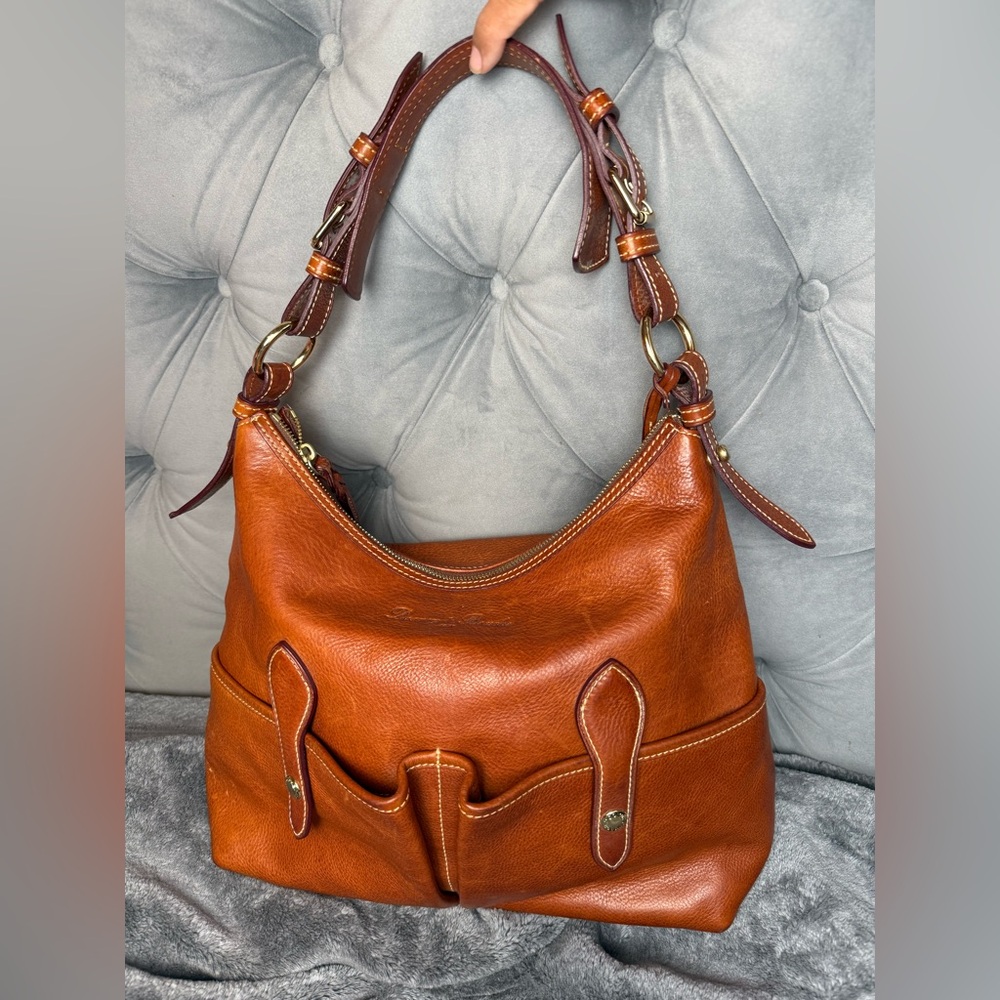 Dooney & Bourke Cognac Brown Florentine Leather Hobo Bag - Picture 1 of 12